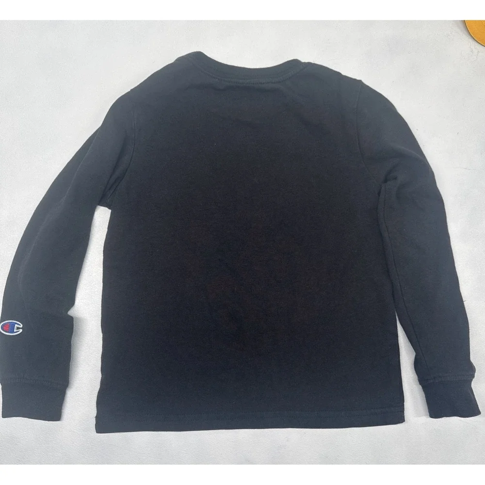 Champion Boys Long Sleeve Logo T-Shirt Black Size 6 Classic Athletic Cotton